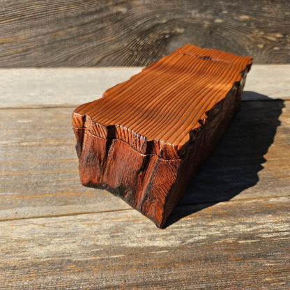 Handmade Wood Box with Redwood Tree Engraved Rustic Handmade Curly Wood #596 California Redwood Jewelry Box Storage Box