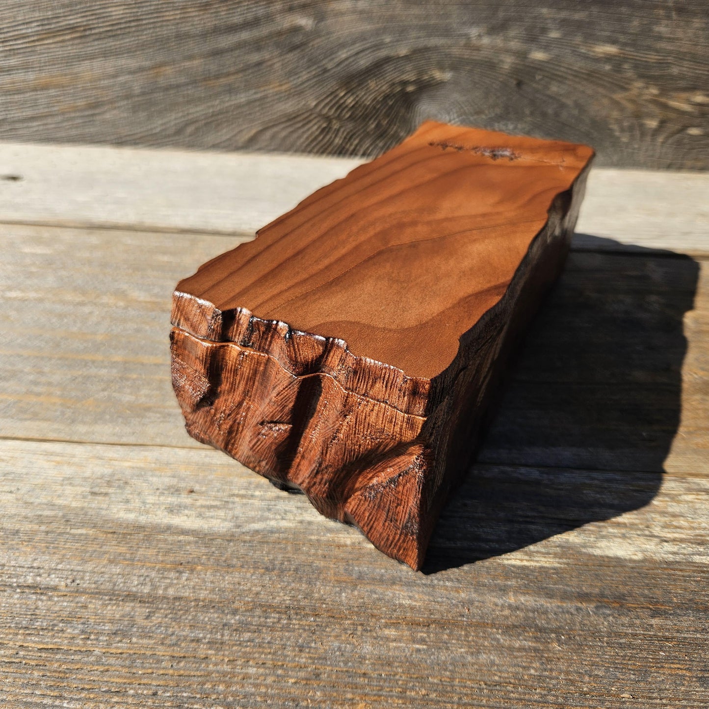 Handmade Wood Box with Redwood Tree Engraved Rustic Handmade #607 California Redwood Jewelry Box Storage Box