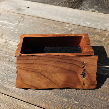 Handmade Wood Box with Redwood Tree Engraved Rustic Handmade #607 California Redwood Jewelry Box Storage Box