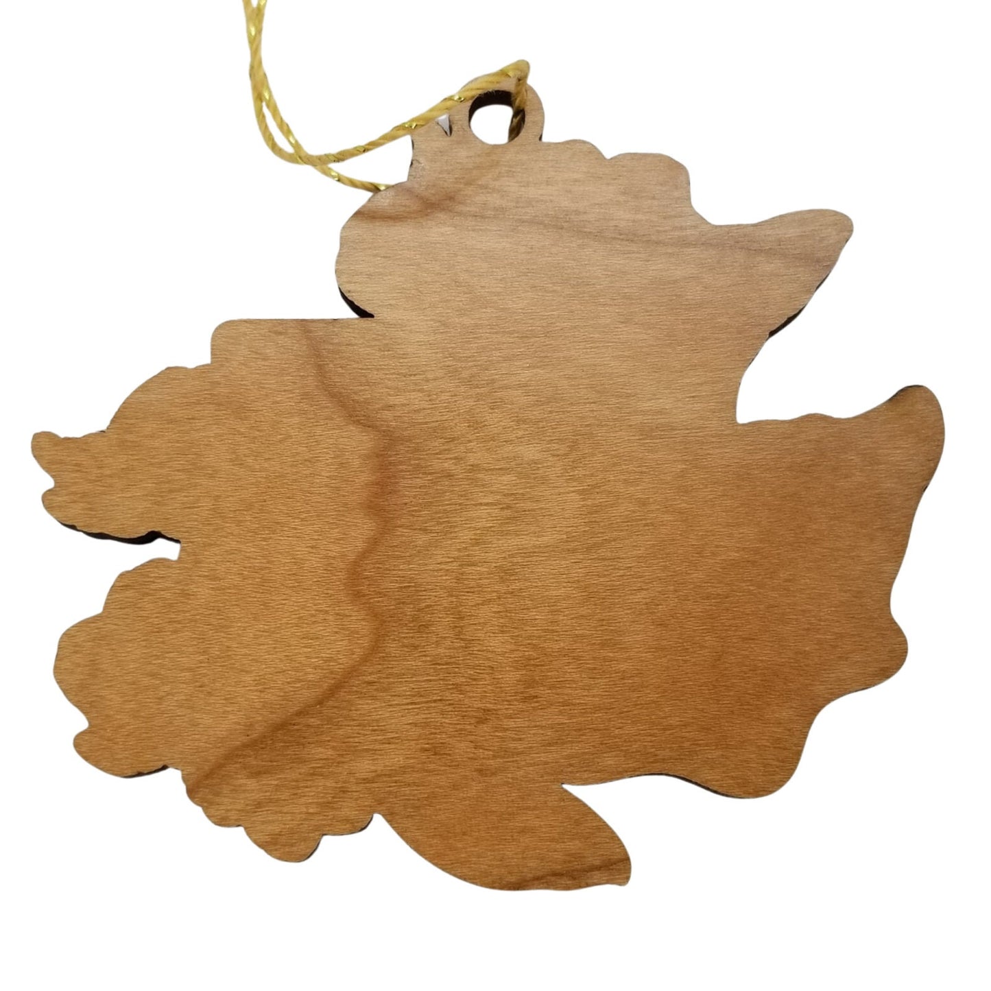 Wholesale Washington Wood Ornament -  WA State Shape with State Flowers Rhododendron - Handmade Wood Souvenir