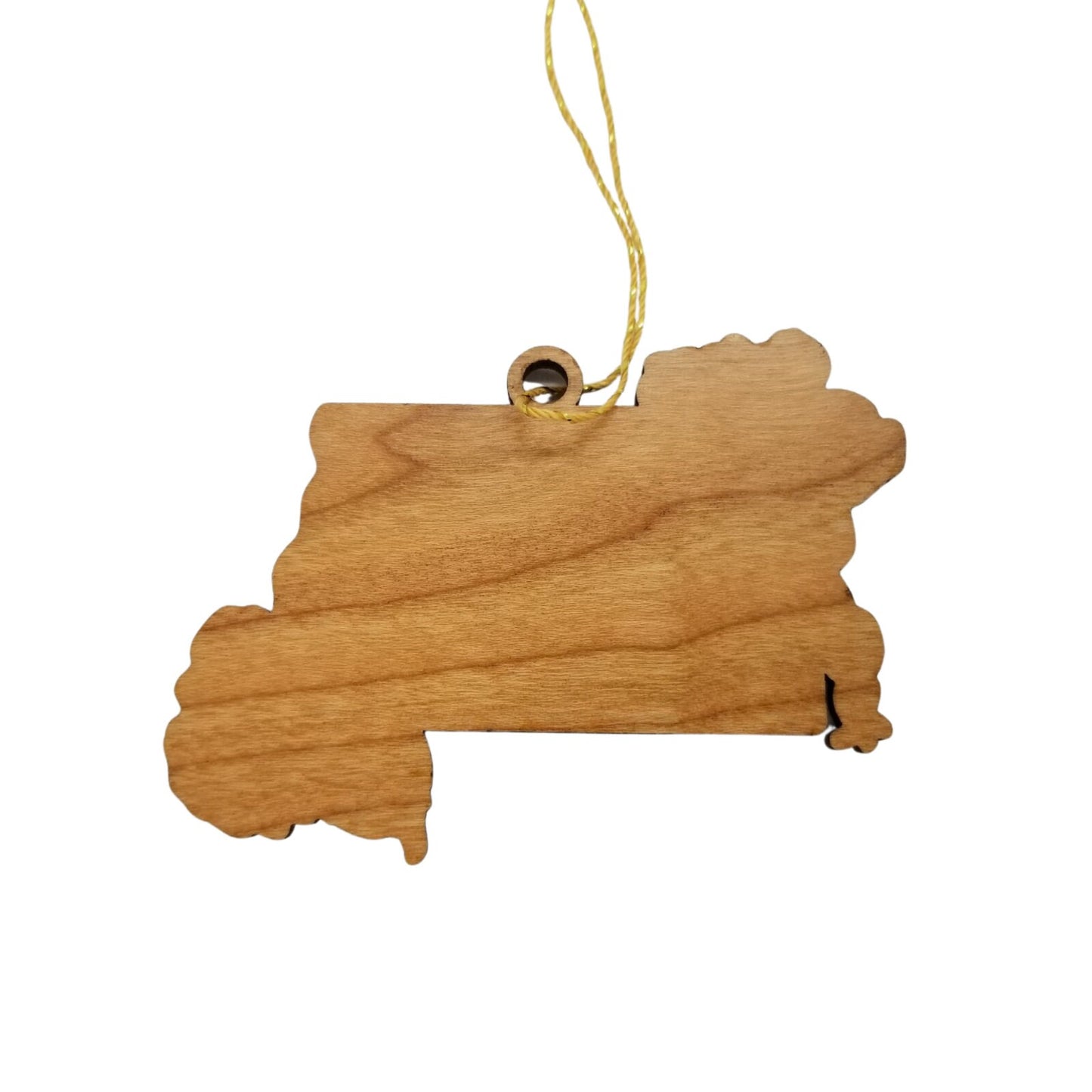 Wholesale North Dakota Wood Ornament -  State Shape with State Flowers Prairie Rose ND - Handmade Wood Souvenir