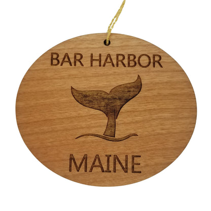 Bar Harbor Maine Ornament - Handmade Wood Ornament - ME Whale Tail Whale Watching - Christmas Ornament 3 Inch