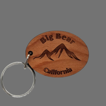 Wholesale Big Bear Keychain California Mountains Handmade Wood Keyring Souvenir Big Bear Lake Bear Mountain Ski Resort Skiing Travel