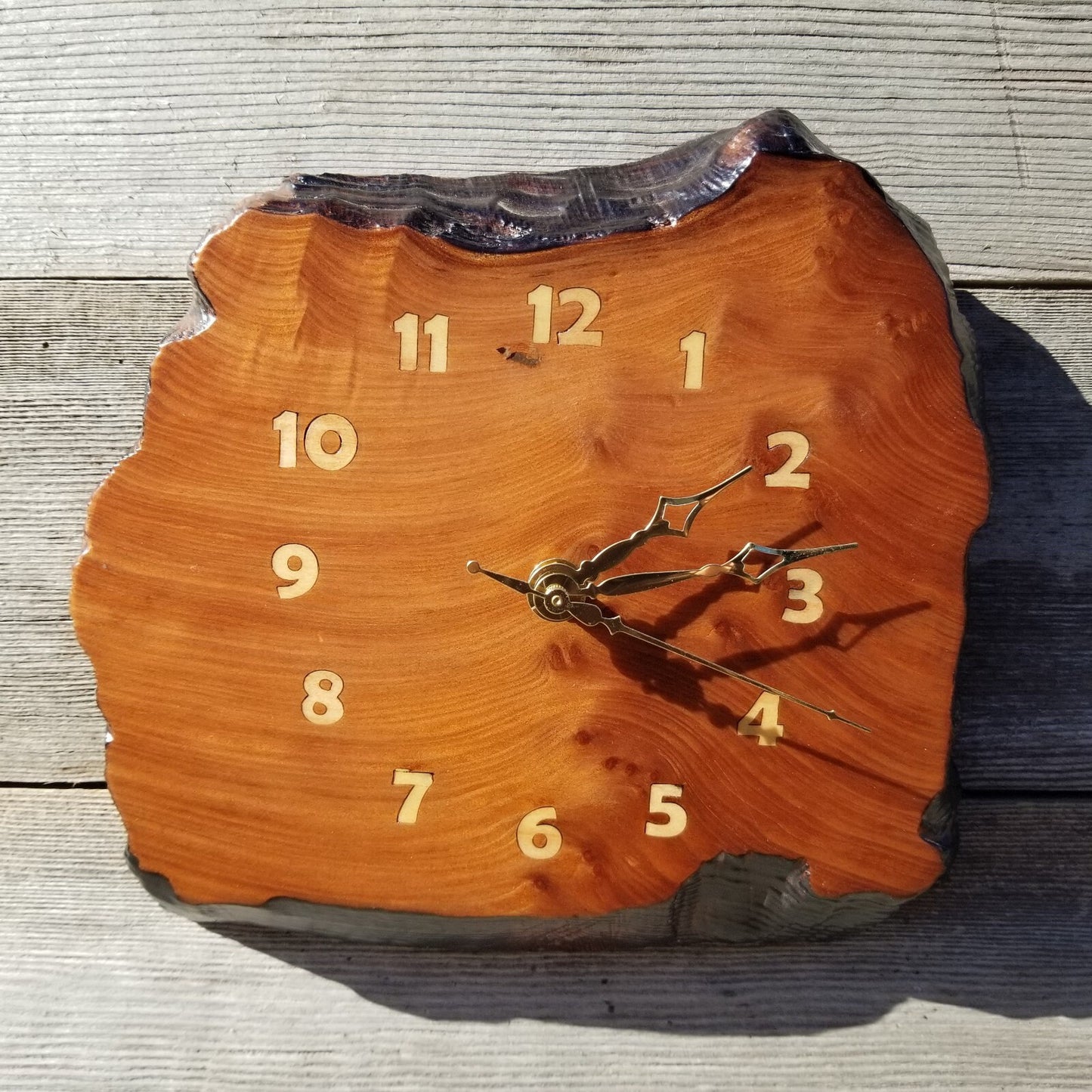 Wood Wall Clock Redwood Clock Handmade Wall Hanging Rustic Wedding Gift Burl Live Edge #559 Anniversary Small