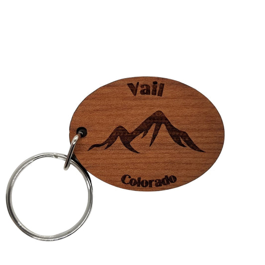 Wholesale Vail CO Keychain Mountains Wood Keyring Colorado Souvenir Mountains Ski Resort Skiing