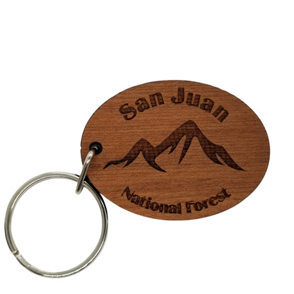 Wholesale San Juan National Forest Keychain Wood Keyring Mountain Colorado Souvenir