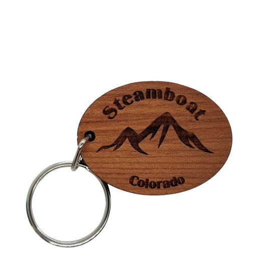 Wholesale Steamboat Colorado Keychain CO Mountains Wood Keyring Colorado Souvenir Mountain Ski Resort Skiing