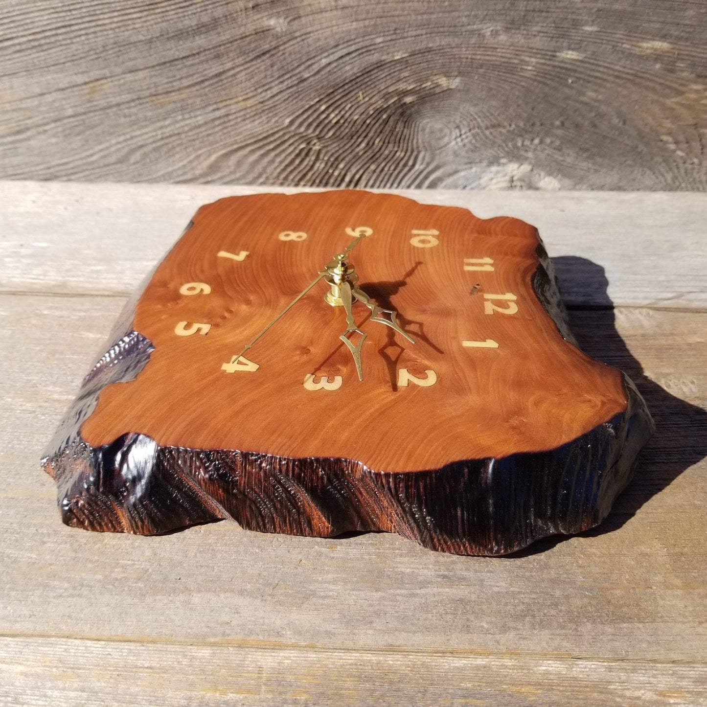 Wood Wall Clock Redwood Clock Handmade Wall Hanging Rustic Wedding Gift Burl Live Edge #559 Anniversary Small