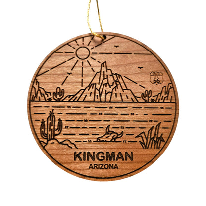 Arizona Ornament - Kingman AZ - Handmade Wood Ornament Made in USA Christmas Decor Cactus Skull Sun Route 66