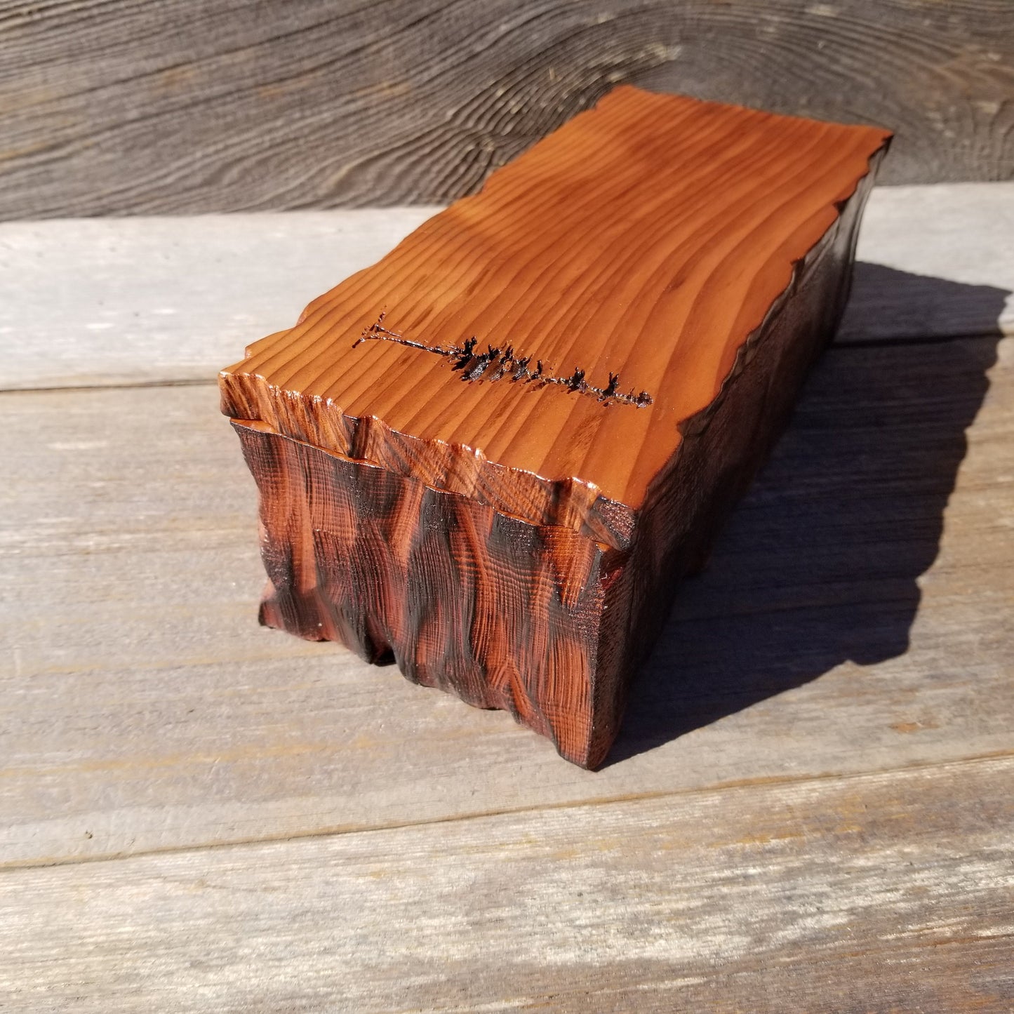 Wood Valet Box Curly Redwood Tree Engraved Rustic Handmade CA Storage #592 Handcrafted Christmas Gift Engagement Gift for Men Jewelry