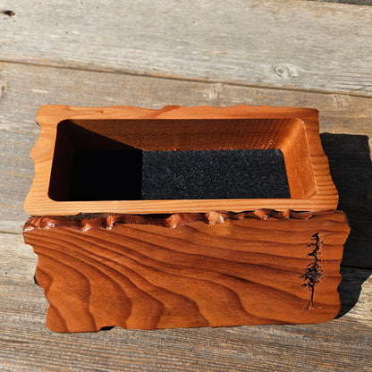 Handmade Wood Box with Redwood Tree Engraved Rustic Handmade Wood #602 California Redwood Jewelry Box Storage Box