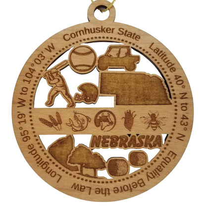 Wholesale Nebraska Wood Ornament - NE Souvenir - Handmade In the USA