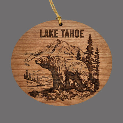 Lake Tahoe Ornament California Bear Mountains Trees Handmade Wood Ornament Souvenir Christmas