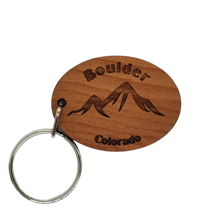 Wholesale Boulder Colorado Keychain Mountains Wood Keyring CO Souvenir Resort