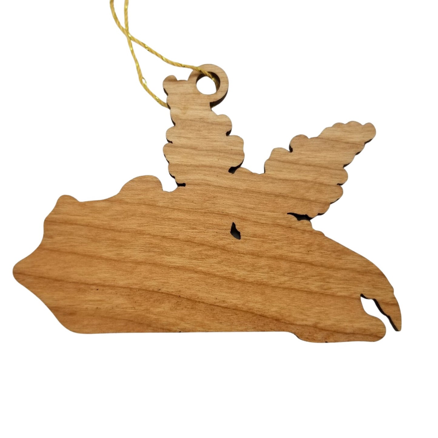 Wholesale Kentucky Wood Ornament -  KY State Shape with State Flowers Goldenrod - Handmade Wood Souvenir