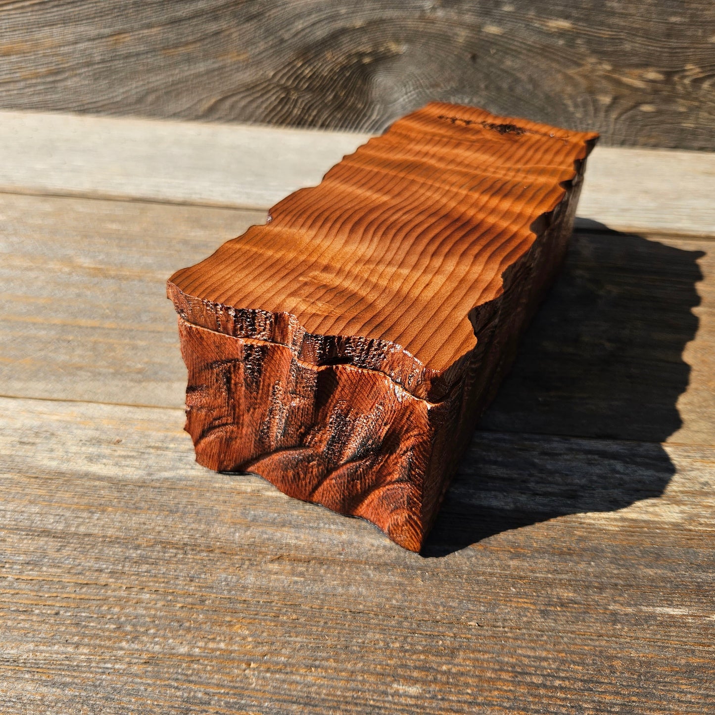 Redwood Jewelry Box Curly Wood Engraved Rustic Handmade California #610 Memento Box, Mom Gift, Anniversary Gift