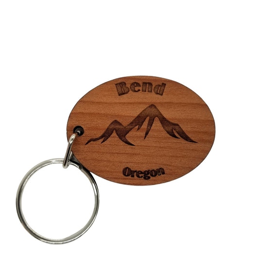 Wholesale Bend OR Keychain Mountains Wood Keyring Oregon Souvenir Mountains Ski Resort Skiing