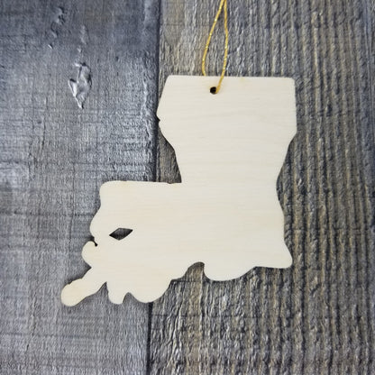 Wholesale Louisiana Wood Ornament -  LA State Shape with State Motto Souvenir