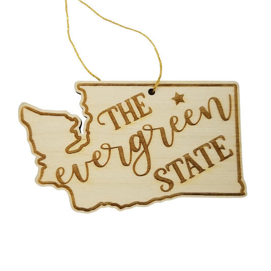 Wholesale Washington Wood Ornament -  WA State Shape with State Motto Souvenir