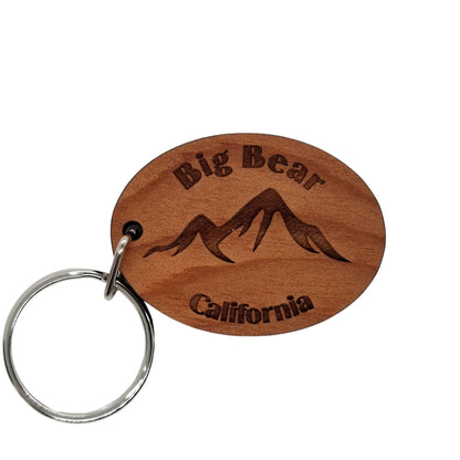 Wholesale Big Bear Keychain California Mountains Handmade Wood Keyring Souvenir Big Bear Lake Bear Mountain Ski Resort Skiing Travel