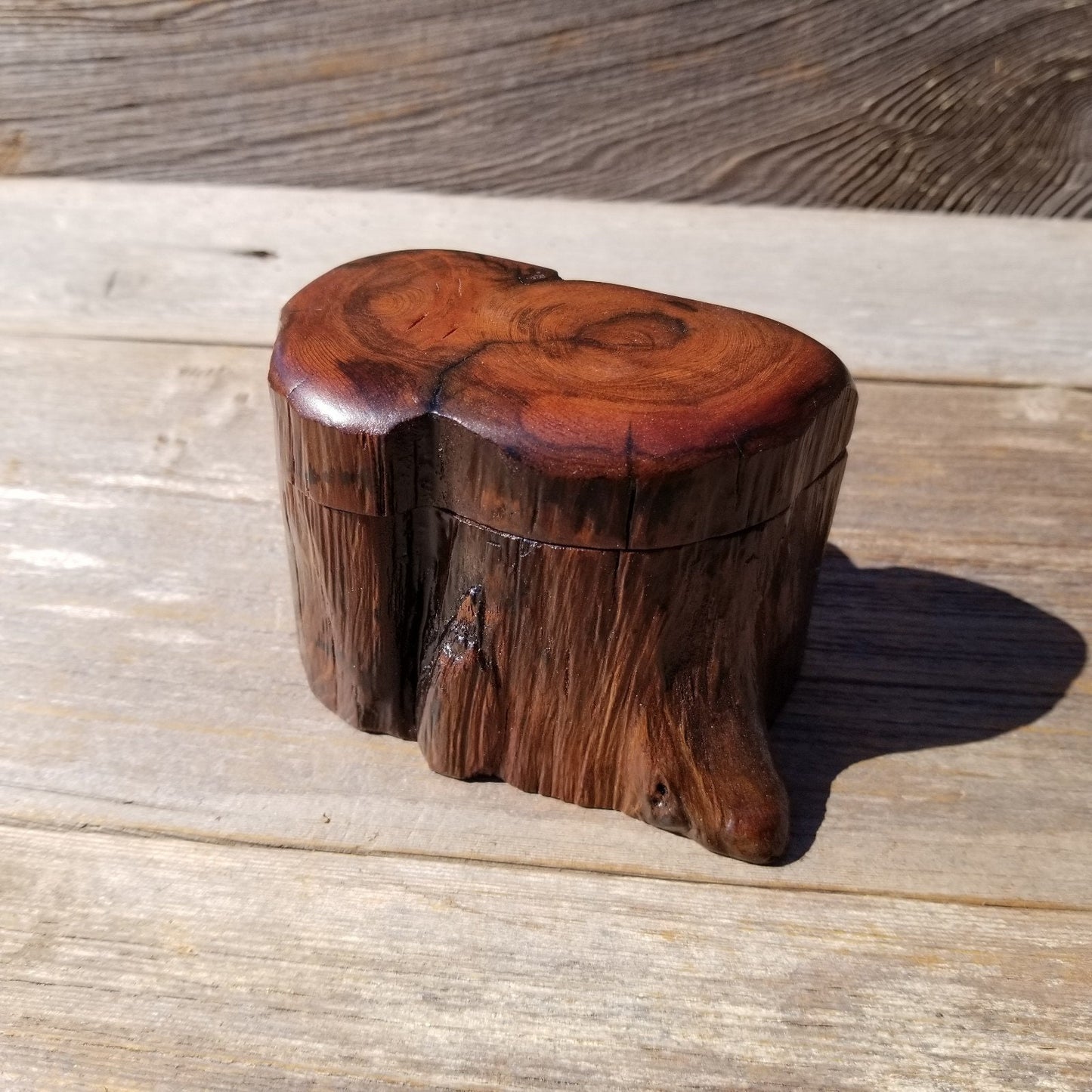 Wood Ring Box Redwood Rustic Handmade California #515 Storage Live Edge Mini Birthday Gift Christmas Gift Mother's Day Gift