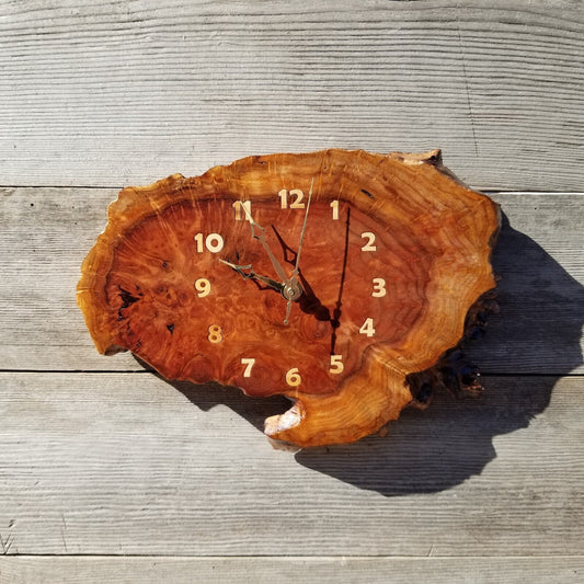 Wood Wall Clock Redwood Clock Mini Handmade Wall Hanging Rustic Wedding Gift Burl Live Edge #557 Anniversary