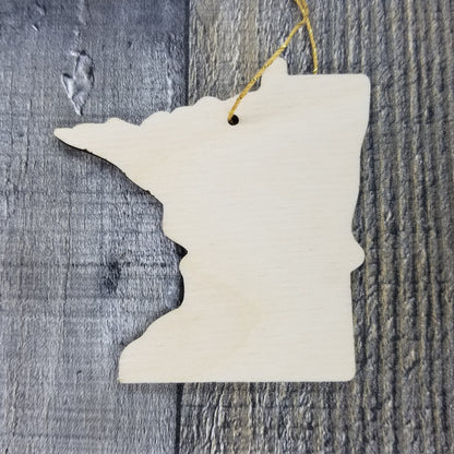 Minnesota Wood Ornament -  MN State Shape with State Motto - Handmade Wood Ornament Made in USA Christmas Decor