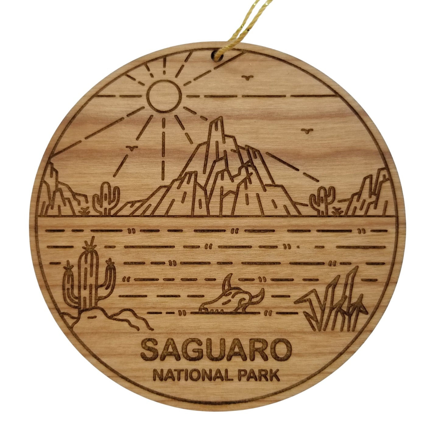 Arizona Ornament - AZ Saguaro National Park - Handmade Wood Ornament Made in USA Christmas Decor Cactus Skull Sun