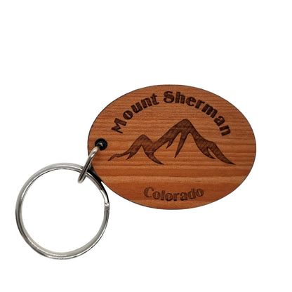 Wholesale Mount Sherman Keychain Colorado Mountains Wood Keyring Souvenir Skiing Hiking