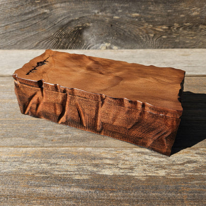 Handmade Wood Box with Redwood Tree Engraved Rustic Handmade #612 California Redwood Jewelry Box Storage Box