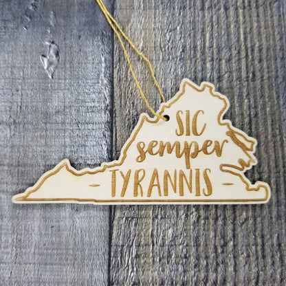 Wholesale Virginia Ornament - VA State Shape with State Motto - Handmade Wood Souvenir