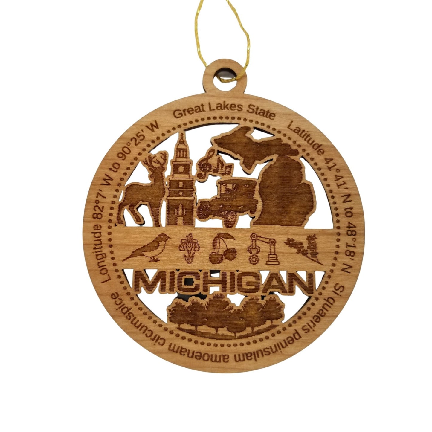 Wholesale Michigan Wood Ornament - MI Souvenir - Handmade In The USA