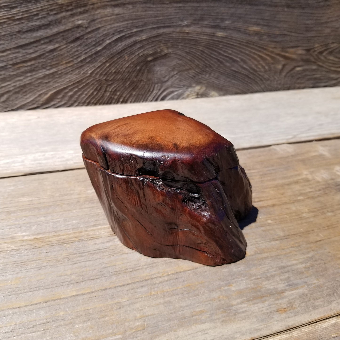 Wood Ring Box Redwood Rustic Handmade California #641 Storage Live Edge Mini Birthday Gift Christmas Gift Mother's Day Gift