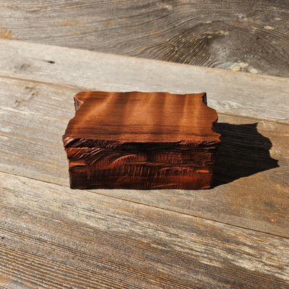 Redwood Jewelry Box Curly Wood Engraved Rustic Handmade California #659 Memento Box Dad Gift Trinkets Memories Stash Mens Valet
