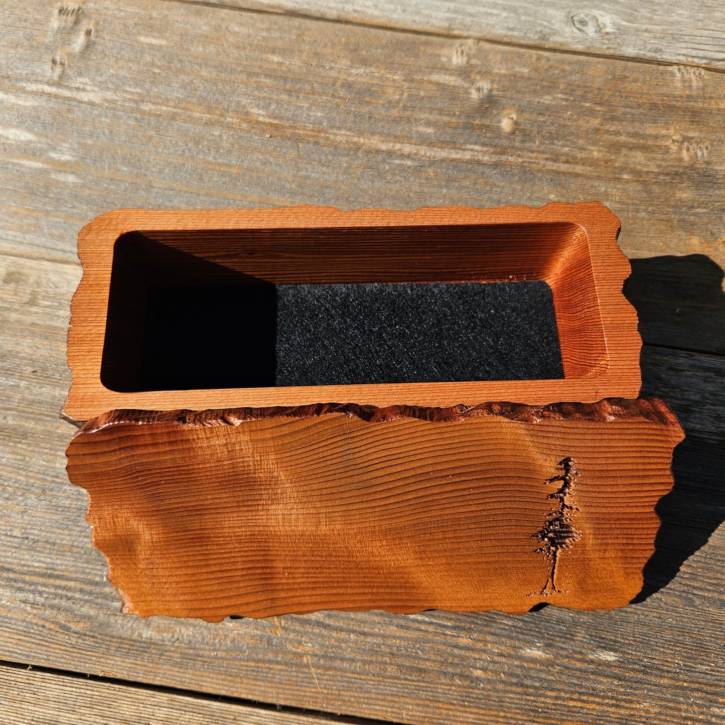 Wood Valet Box Curly Redwood Tree Engraved Rustic Handmade CA Storage #603 Handcrafted Christmas Gift Engagement Gift for Men Jewelry