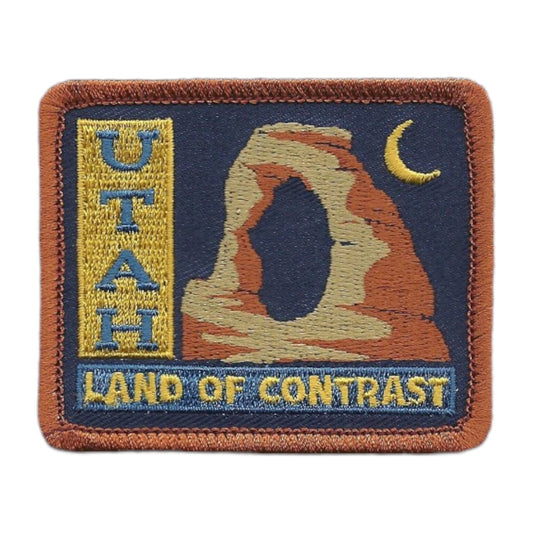 Utah Patch – Utah Land of Contrast – Travel Patch Iron On – UT Souvenir Patch Circle 2.5″ Travel Gift Arch Formation Night Sky