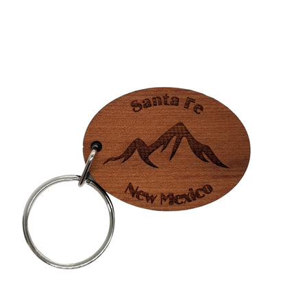 Wholesale Santa Fe Keychain Mountains Wood Keyring New Mexico Souvenir NM Hiking Biking Skiing Ski