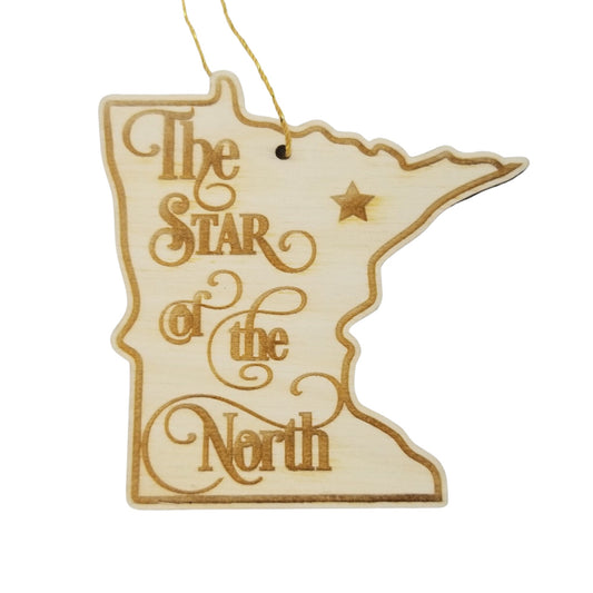 Wholesale Minnesota Wood Ornament -  MN State Shape with State Motto Souvenir