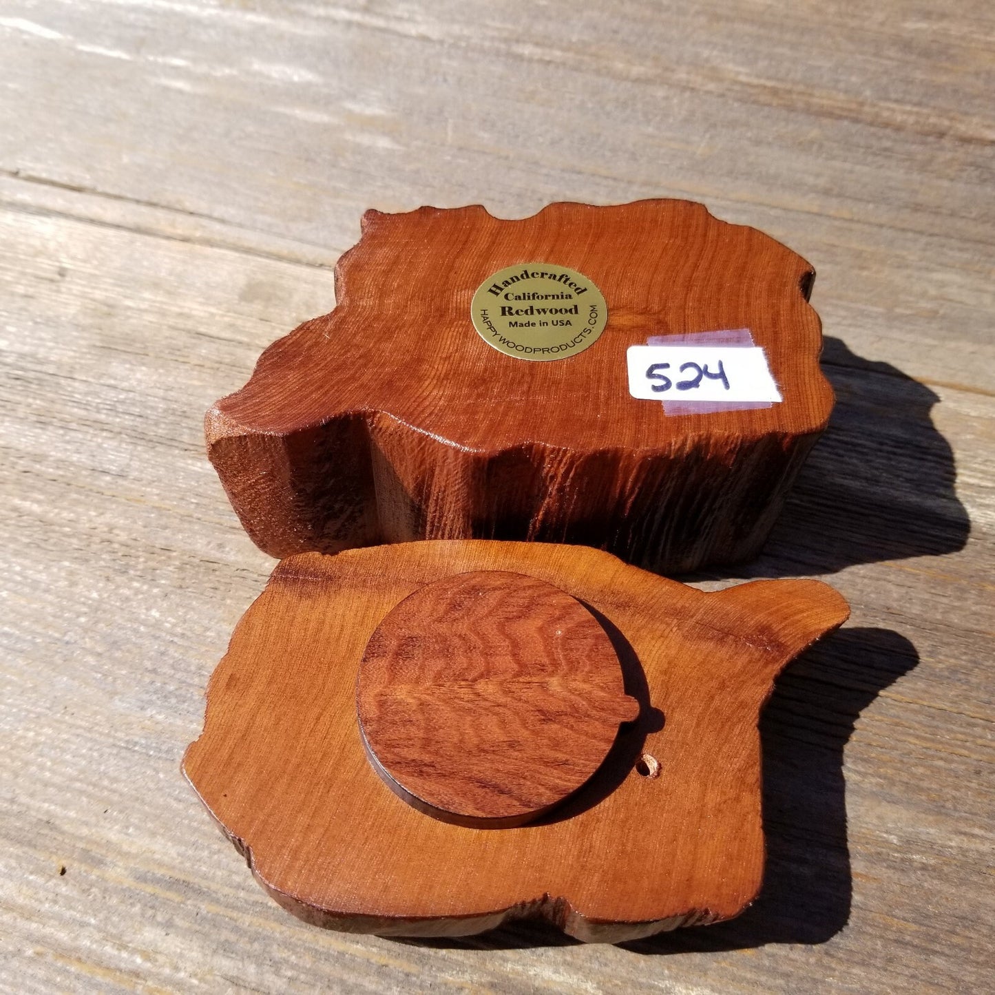 Wood Ring Box Redwood Rustic Handmade California #524 Storage Live Edge Mini Birthday Gift Christmas Gift Mother's Day Gift