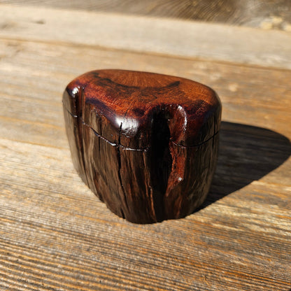 Wood Ring Box Redwood Rustic Handmade California Storage Live Edge Mini #668 Birthday Gift Christmas Gift Mother's Day Gift