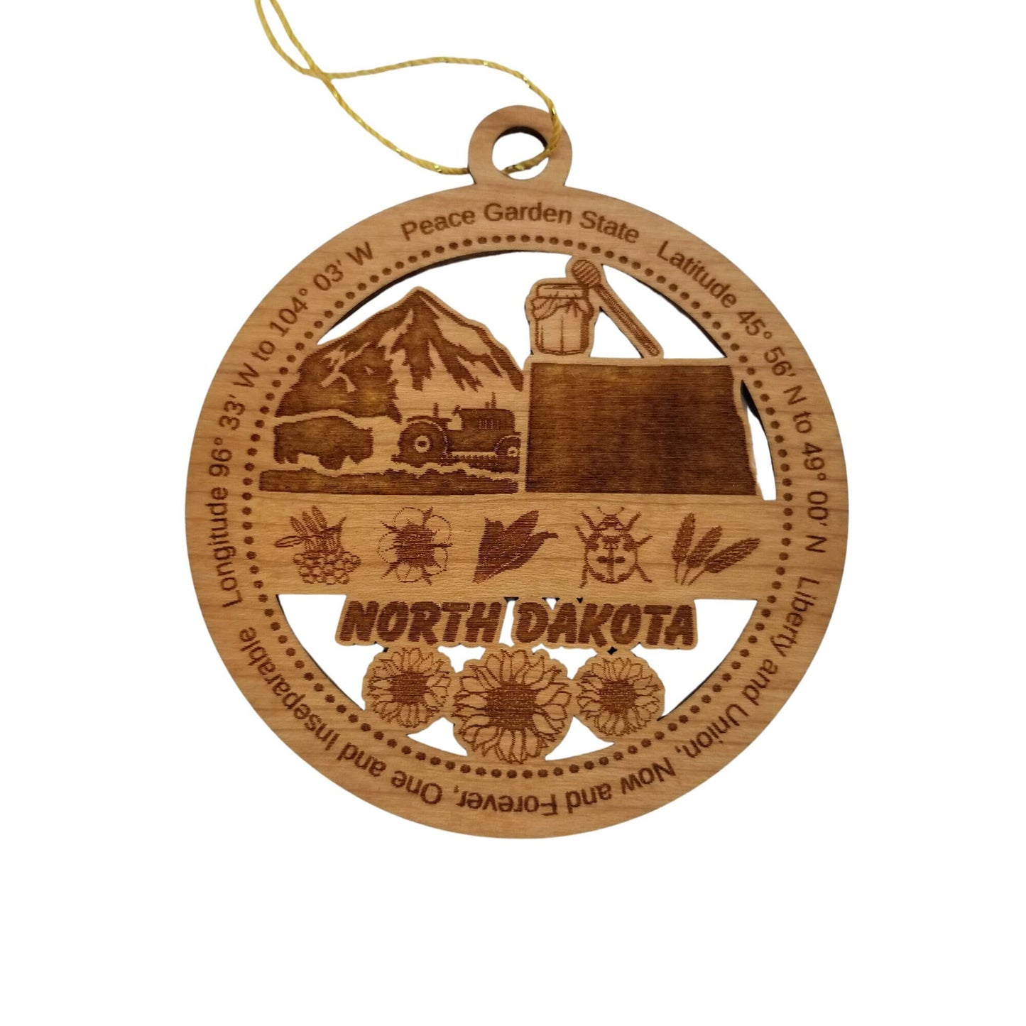 Wholesale North Dakota Wood Ornament - ND Souvenir - Handmade In The USA