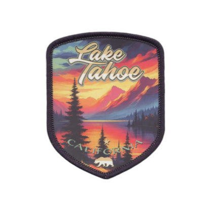 Lake Tahoe Patch – California Travel Souvenir Patch 2.5" Iron On Sew On Embellishment Mountains Sunset Bear Sierra Nevadas