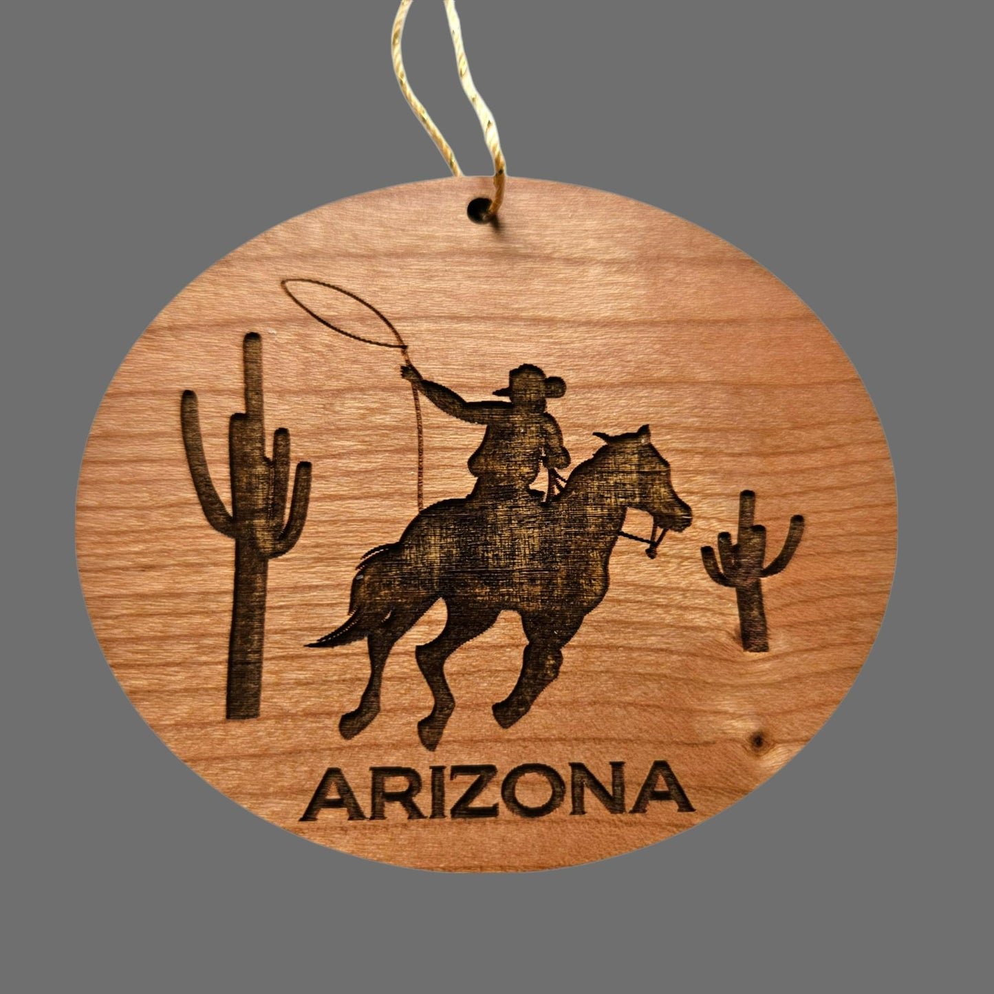 Wholesale Arizona Ornament - Cowboy Cactus Cacti AZ Wood Souvenir