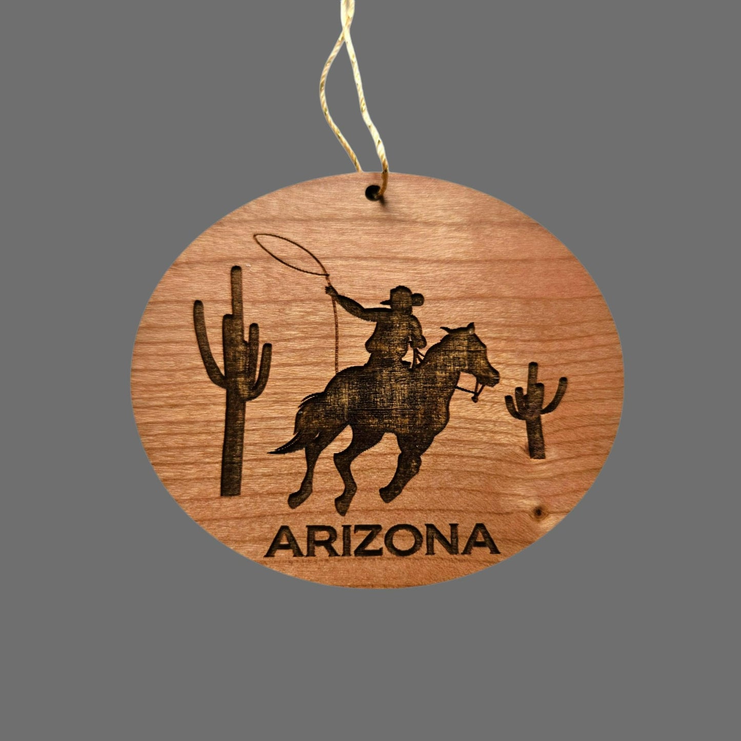 Wholesale Arizona Ornament - Cowboy Cactus Cacti AZ Wood Souvenir