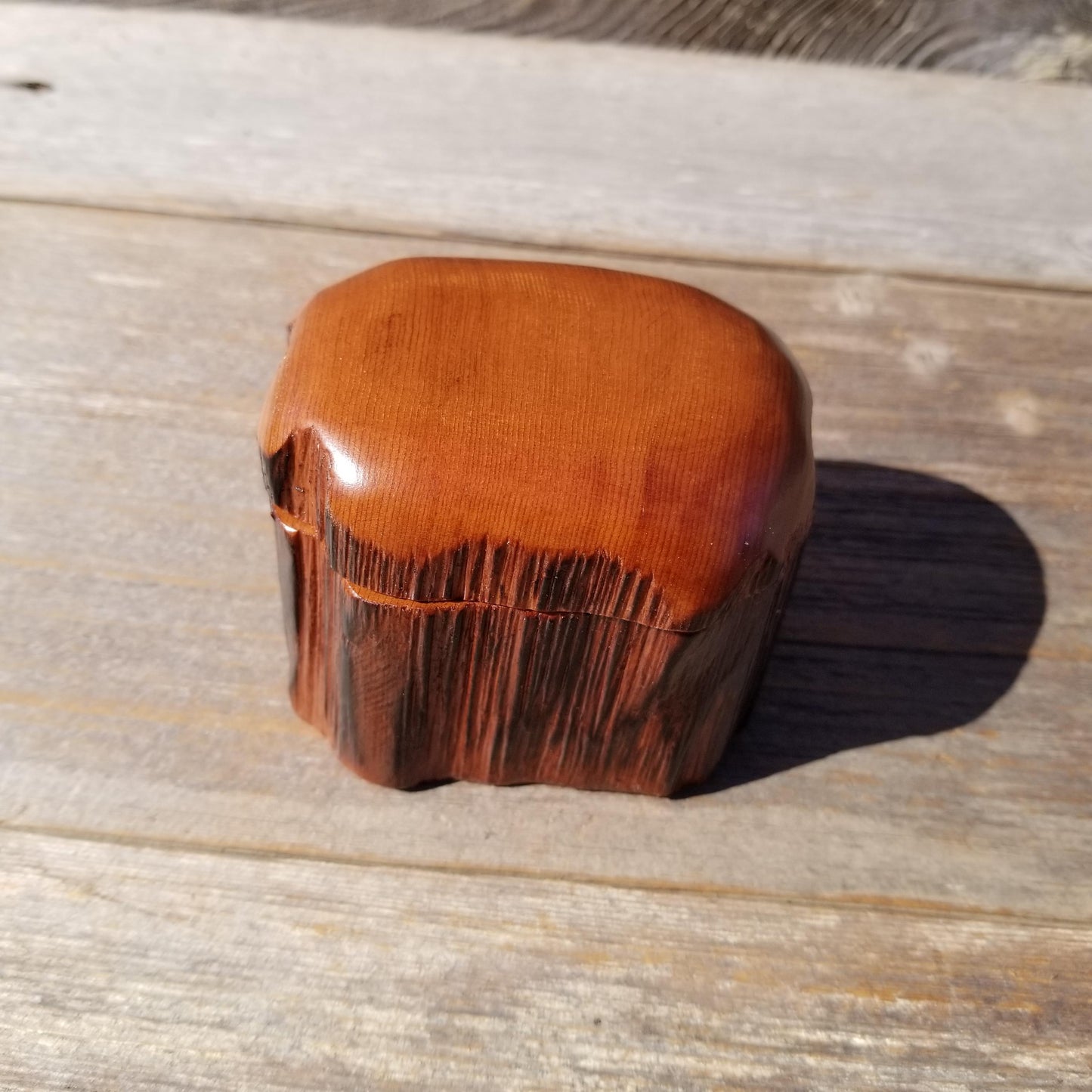 Wood Ring Box Redwood Rustic Handmade California #532 Storage Live Edge Mini Birthday Gift Christmas Gift Mother's Day Gift