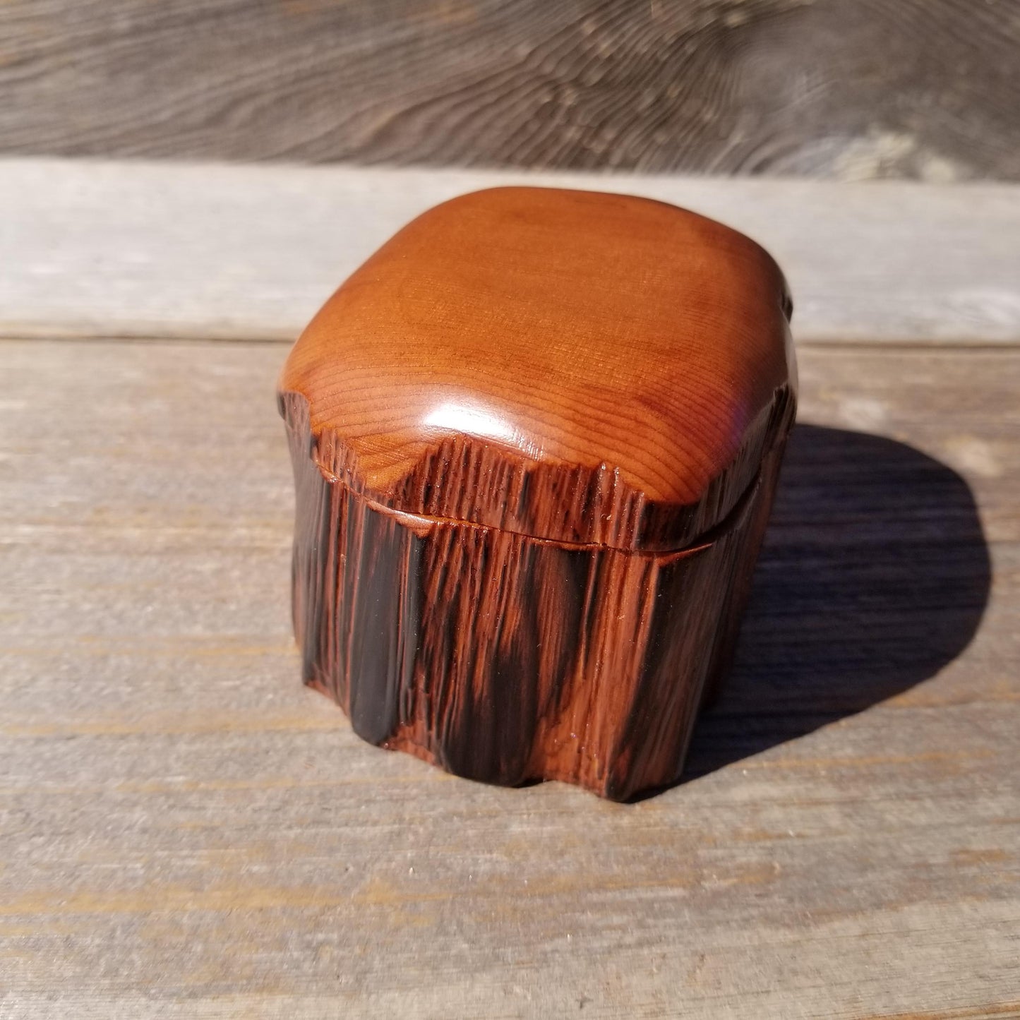 Wood Ring Box Redwood Rustic Handmade California #532 Storage Live Edge Mini Birthday Gift Christmas Gift Mother's Day Gift