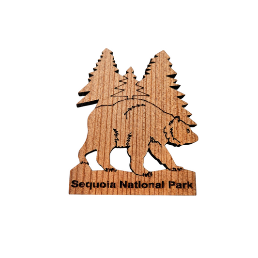 Sequoia National Park Bear Tree Wood Magnet Souvenir Handmade in USA - 4002SEQ