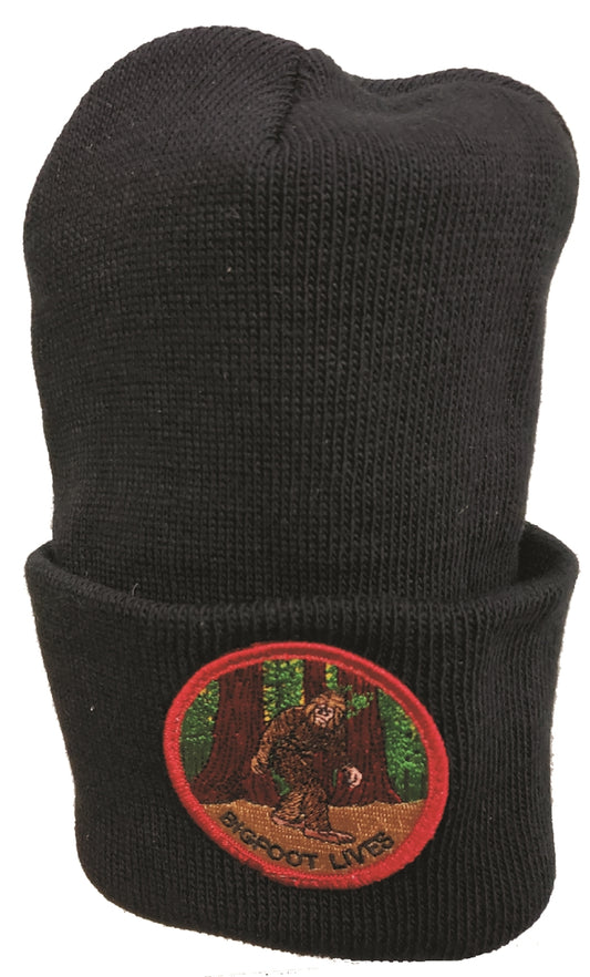 BIGFOOT LIVES black knit beanie