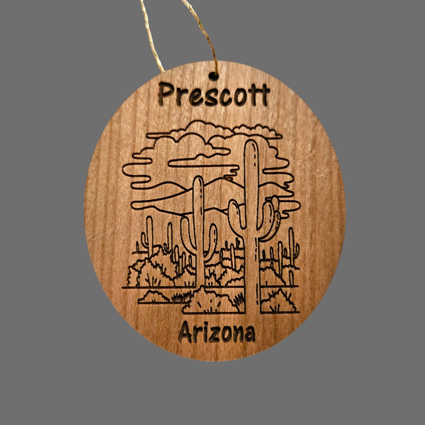 Wholesale Prescott Arizona Ornament - Cactus Cacti Clouds Wood Souvenir