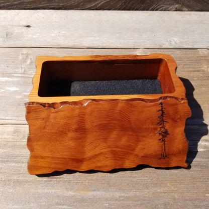 Redwood Jewelry Box Curly Wood Engraved Rustic Handmade California #498 Memento Box, Mom Gift, Anniversary Gift